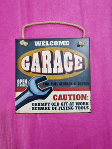 "The Garage" hanging plaque